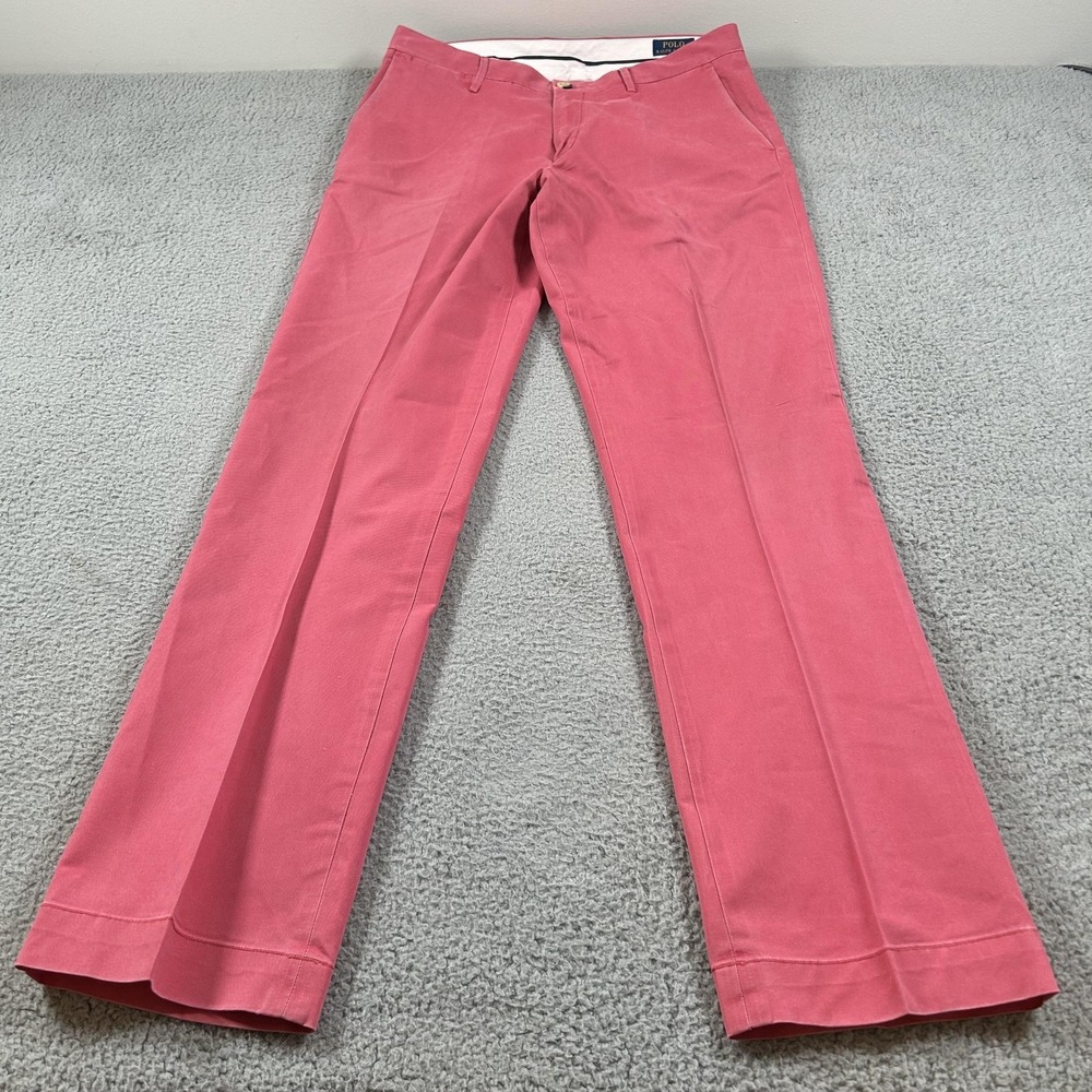 Polo Ralph Lauren Pants Mens Pink Stretch Classic Fit Chino Flat Front‎ Casual